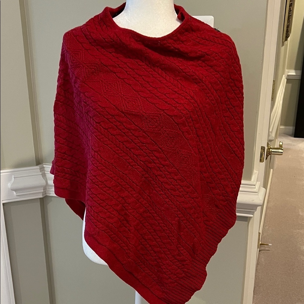 Orvis Red Cable Knit Women's Poncho, One Size